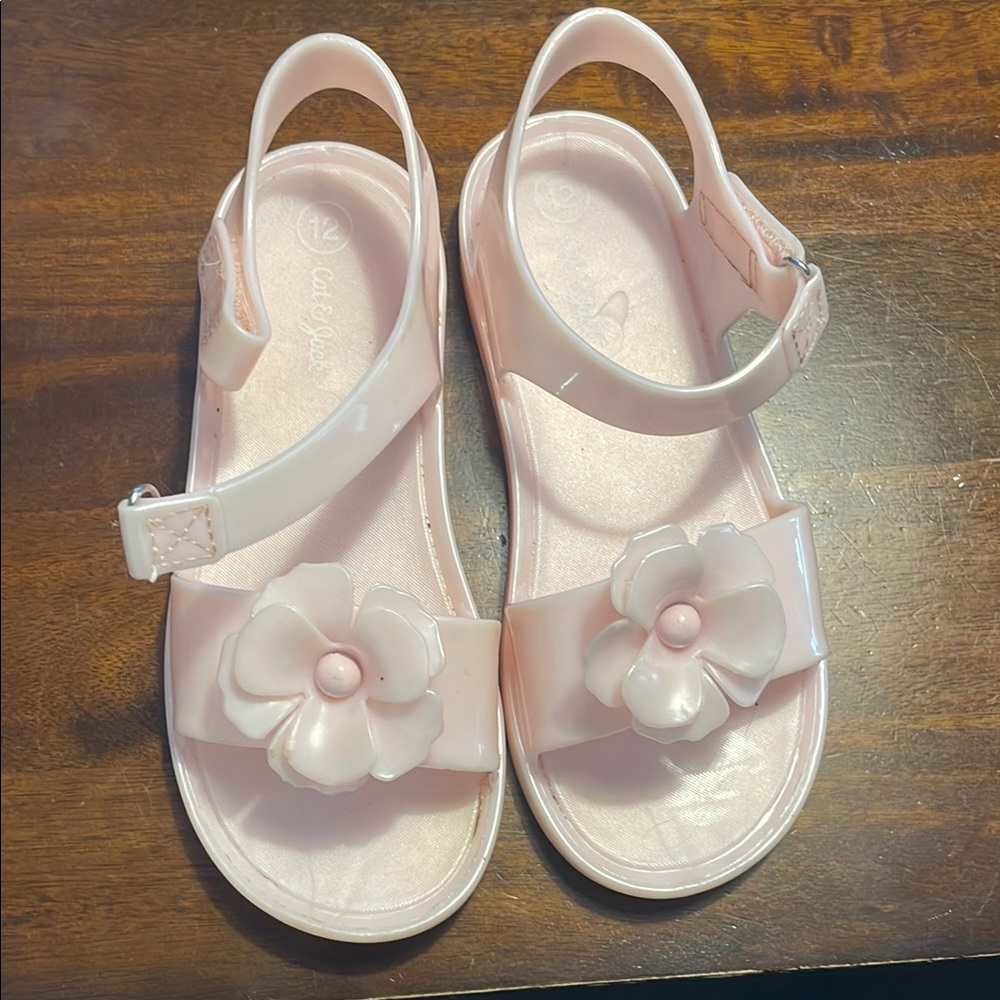 Carter's Pink Flower Sandals with Ankle Strap